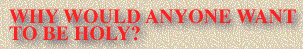 Why Would Anyone Want To Be Holy?